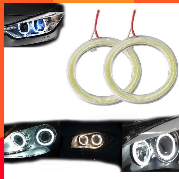 Nuevo 2 uds faro de coche Cob apertura Angel Eye luces Halo anillo LED COB blanco 60/70/80/90/100/110/120mm 12V motocicleta Moto Auto lámpara