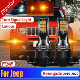 Nouveau 2 pièces voiture PY24W CANBUS sans erreur lampes LED clignotants Auto avant indicateur ampoules jaune ambre pour Jeep Renegade 2019 2020
