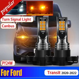 Nouveau 2 pièces voiture PY24W CANBUS aucune erreur lampe à LED clignotant Auto avant indicateur ampoule jaune ambre pour Ford Transit 2020 2021 2022