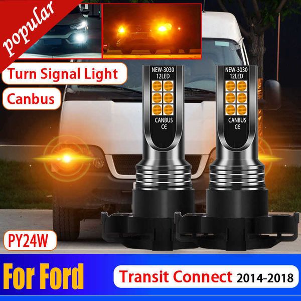 Nouveau 2 pièces voiture PY24W CANBUS aucune erreur lampe à LED clignotant avant ampoule pour Ford Transit Connect 2014 2015 2016 2017 2018