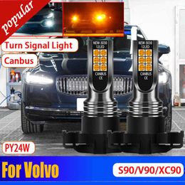 Nuevo 2 uds coche PY24W CANBUS sin Error lámparas LED Auto intermitente delantero luces bombillas para Volvo XC90 S90 V90 Cross Country 2016 2017 2018