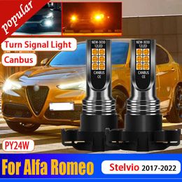 Nuevo 2 uds coche PY24W CANBUS No Error lámparas LED Auto intermitente delantero bombillas de luz para Alfa Romeo Stelvio 2017 2018 2019 2020 2021 2022