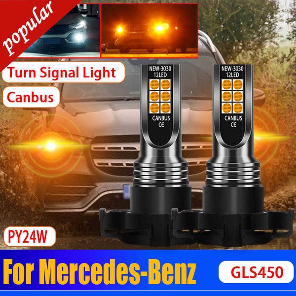 Nuevo 2 uds coche PY24W CANBUS sin Error lámparas LED Auto intermitente delantero bombilla de luz para mercedes-benz CL550 S65 C63 ML63 AMG GLS450 R350