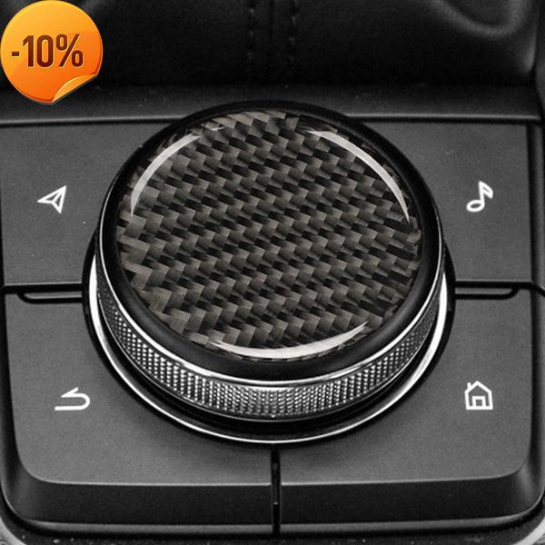Embellecedor de cubierta de botón de volumen Real para coche Mazda CX-5 2017-2018, accesorios de fibra de carbono para decoración de interiores