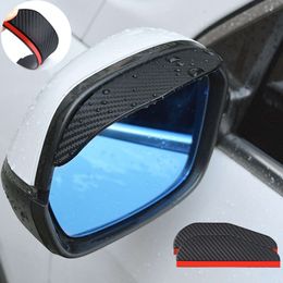 Nouveau 2 pièces voiture rétroviseur pluie sourcil visière en Fiber de carbone voiture rétroviseur côté neige pare-soleil couverture de pluie voiture miroir accessoires