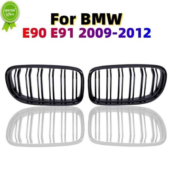 Nuevo Rejilla de rejilla doble de riñón frontal negro brillante estilo coche 2 uds para BMW Serie 3 E90 E91 LCi 2009 2010 2011 2012 estilo de coche