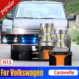 Nueva lámpara de día superbrillante para coche, 2 uds., H15, luz de circulación diurna delantera DRL, accesorios para automóviles para Volkswagen VW Transporter 2003-2015