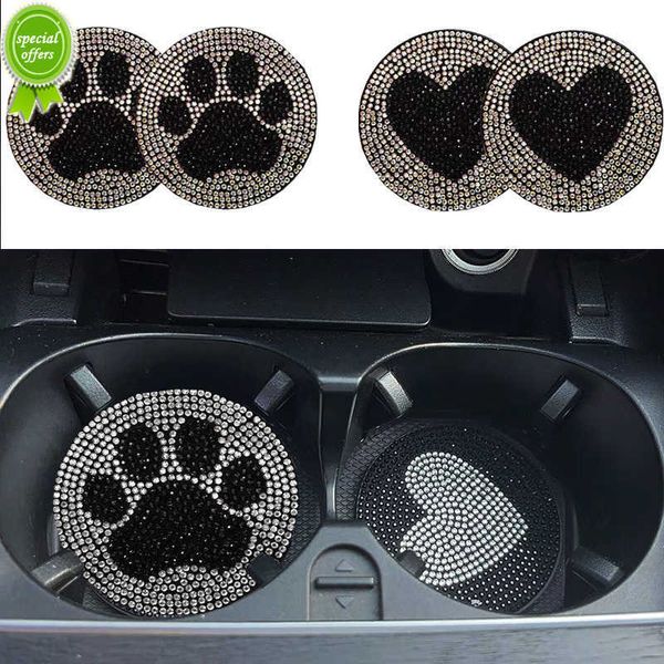 Nouveau 2 pièces mignon dessin animé chat patte diamant voiture caboteur eau tasse fente tapis antidérapant Gel de silice Pad support de verre tapis Bling voiture décoration