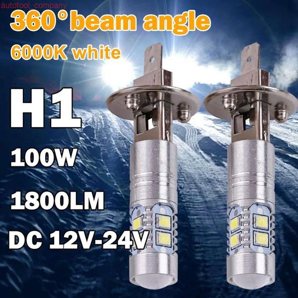 NUEVO 2PCS H1 LED Bulbo de cabello 6000K 100W High High Beam Bulbas Auto Bulbos SUV CAR ARRIBA CAMIÓN LÍNEA