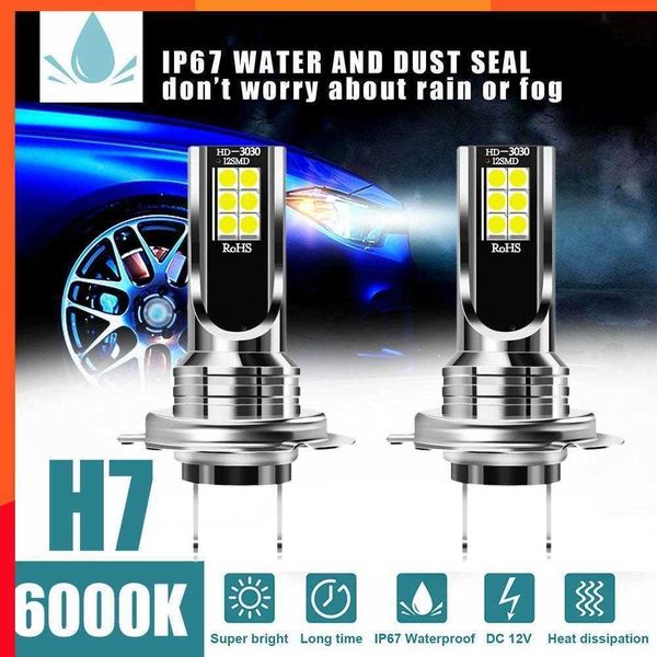 Nuevo 2 uds H7 LED faro bombilla haz Kit 12V 100W alta potencia LED coche luz faro 6000K Auto faro bombillas H11 coche luz antiniebla H3