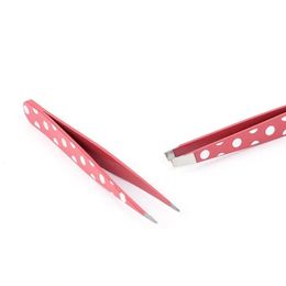 NIEUW 2PCS HEBPEN HEREGEN TIJDEN TUEGEN RAAMLOSS STALEN WICHTBROW CLIPS MINI PINK DOTEN SLANTED platte puntpunt oog wenkbrauw make -up schoonheid gereedschap setfor