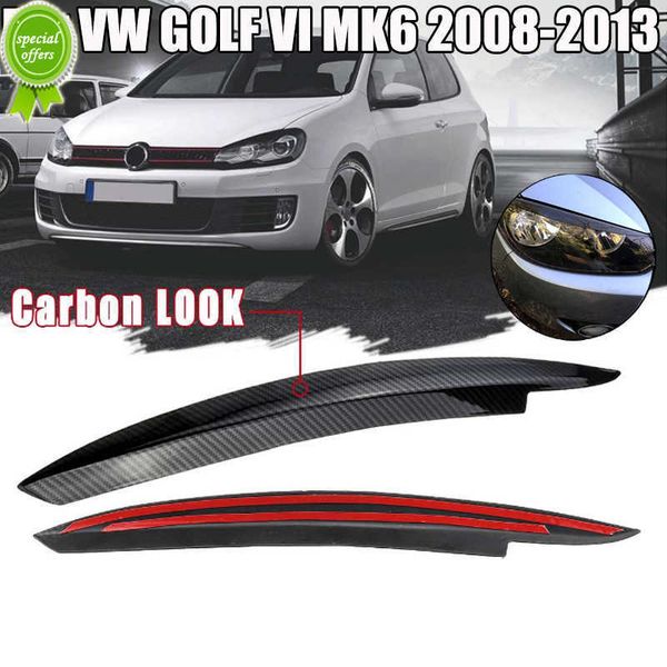 Nuevo 2 uds faro ceja párpado cubierta embellecedor ABS fibra de carbono proporciona un espectáculo llamativo 47x4,5 cm para VW GOLF VI MK6 2008-2013