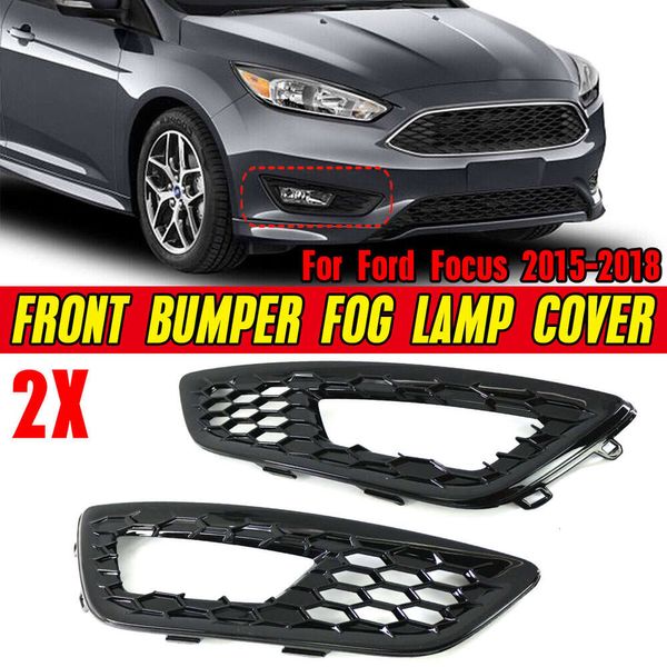 Nouveau 2 pièces en nid d'abeille voiture avant pare-chocs antibrouillard couverture Grilles pour Ford Focus 2015 2016 2017 2018 15A299-AA 15A298-AA noir brillant