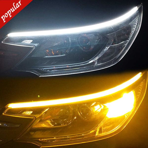 Nouveau 2 pièces Led voiture feux diurnes Flexible étanche DRL LED Auto phare bande Tube lampe clignotant lumières décoratives 12v