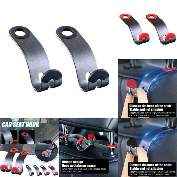 Ganchos de Metal para bolsos, Clips para reposacabezas del asiento trasero, soporte organizador, perchas de sujeción automática para accesorios de Interior de coche, 2 uds.