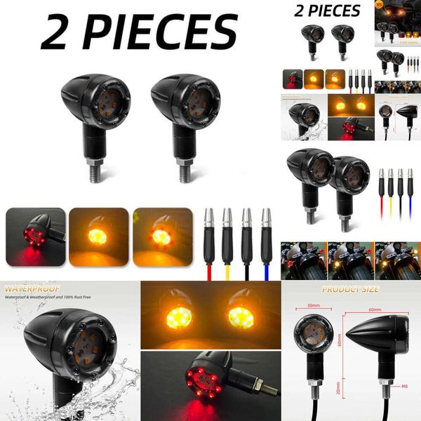 Nueva lámpara de biketurn de motocicleta 2pcs ámbar+señal de giro rojo indicador de luz parpadeante 13 led súper brillante