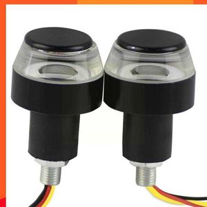 New 2pcs Motorcycle LED Handlebar End Turn Signal Light White Yellow Flasher Handle Grip Bar Blinker Side Marker Lamp Lighting 12V