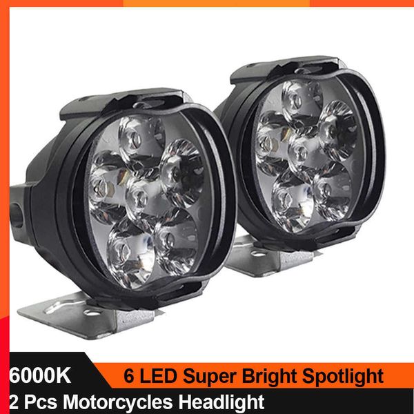 Nouveau 2 Pcs Motos Phare 6 LED Spot De Travail Lumineux Scooters Spotlight 6500 K Moto Brouillard Lampe Étanche Auto Éclairage