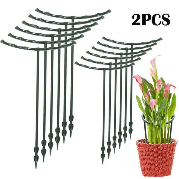 Nouveau 2 pièces Cages de Support pour plantes demi-cercle en forme de T support de Support pour plantes en plastique plante fleur fruits escalade treillis fournitures de jardin