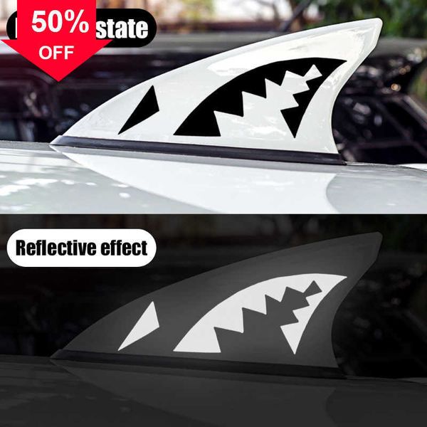 Nouveau 2 pièces réfléchissant aileron de requin antenne voiture autocollant voiture accessoires décoration autocollants universel vinyle décalcomanies