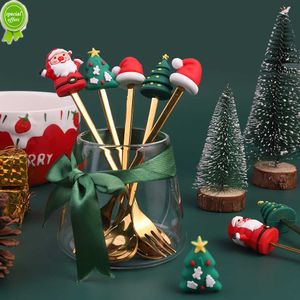 Nouveau 2pcs / set Noël Cuillère Fourchette Vaisselle Ensemble avec Boîte Santa Hat Arbre De Noël Couverts Cuillère Fourchette pour Fête De Noël Décoration Cadeau