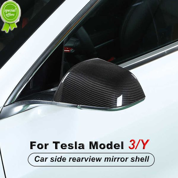 Nuevo 2 unids/set Material compuesto Real Material de fibra de carbono espejo retrovisor lateral de coche carcasa decorativa para Tesla modelo 3 Y 2020-2021 accesorios de estilo