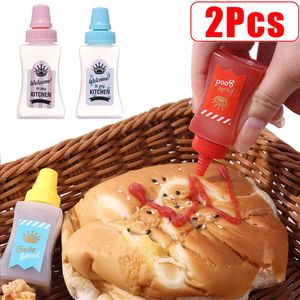 Nuevo 2 unids/set botellas para exprimir condimentos Mini ensalada tomate salsa contenedor botella portátil dispensador de condimentos utensilios de cocina herramientas