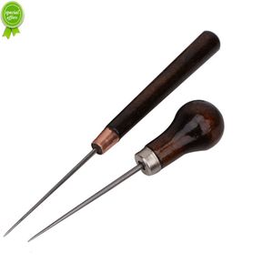 New 2pcs Solid Wood Handle Drillable Awl Leather Craft Cloth Professional Stitching Sewing Repair Tools