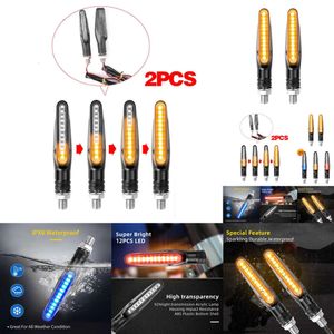 Nuevas señales de giro de 2pcs Luz de la cola LED de 12V Fluyendo agua Blinker IP68 luces intermitentes de motocicleta flexible