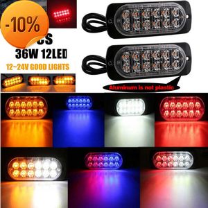 Nouveau 2 pièces lumière clignotante Ultra-mince 12 Led 36W 6500K barre lumineuse voiture camion balise de danger lampe d'avertissement barre lumineuse en alliage d'aluminium