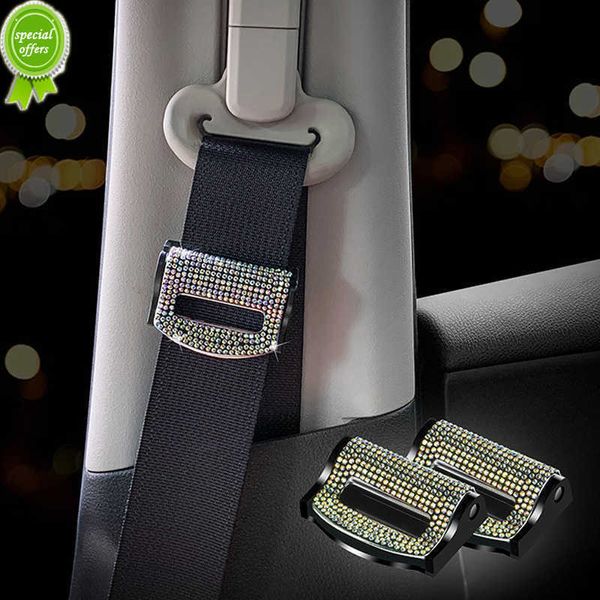 Nouveau 2 pièces universel diamant voiture sécurité ceinture de sécurité boucle Clip bouchon Auto ceinture de sécurité Clips de fixation Bling voiture Assessoires pour femme