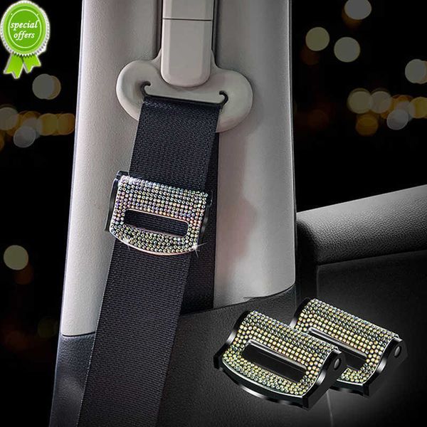 Nuevo 2 uds Universal diamante coche seguridad cinturón hebilla Clip tapón Auto cinturón de seguridad Clips de fijación Bling coche Assessoires para mujer