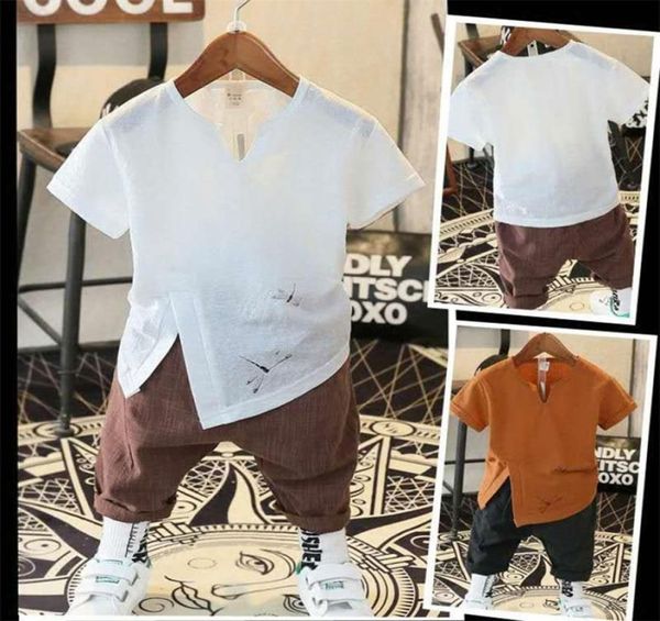 Nouveau 2T 3T 4 6 8 10 ans Toddler Boy Vêtements d'été 2 Couleurs Kids Boys Fashion Tshirts Short Boy Vêtements Tenue 2103163626002