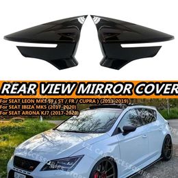 Nuevo 2x cubiertas de espejo lateral para coche, tapa para Seat Leon MK3 MK3.5 5F ST FR Cupra 2013-2019, espejo retrovisor negro brillante/fibra de carbono