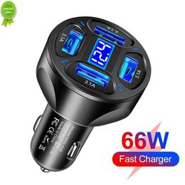 Nouveau 3.1A quatre en un affichage numérique voiture chargeant la tension du chargeur à 4 ports avec un port de véhicule chargeant la voiture Multi Four Pull Y2E2