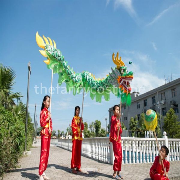 Nuevo 3 1m 4 niños Ropa de escenario prop tela con estampado de seda DANZA DEL DRAGÓN chino Marioneta Festival folclórico chino Celebración mascota traje 210j