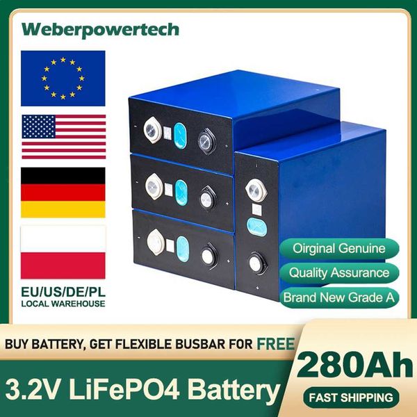 Nouveau 3,2V 280AH LIFEPO4 Batterie rechargeable 320AH 304AH Lithium Iron Phosphate Solar Cycles Deep Cycles 12V 24V Grade A