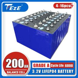 Nouveau 3.2V 4-16 pièces LifePO4 batterie 200Ah Cycle profond batterie Rechargeable bricolage 12V 24V 48V pour RV bateau cellule solaire ue Duty Free