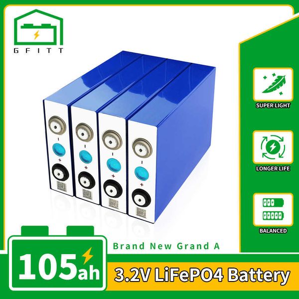 Nouveau 3.2V lifepo4 105Ah batterie 12V 24V 48V batterie rechargeable pour voiture de tourisme électrique RV cellule solaire ue US exonération fiscale