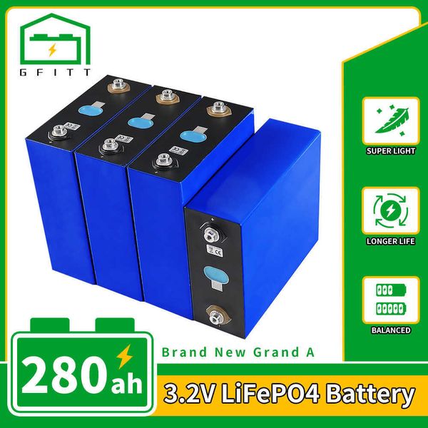 Nueva batería Lifepo4 de 3,2 V, 280Ah, 200Ah, 320Ah, paquete de baterías recargables de ciclos profundos de grado A para sistemas de almacenamiento de energía de barco y Golf