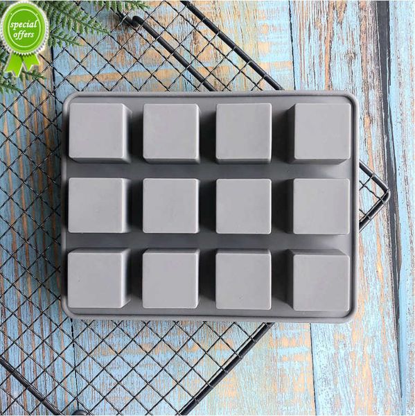 Nouveau 3*4 uniforme carré Silicone moule époxy bricolage gâteau cuisson décoration pouding gelée chocolat moule 12 avec carré Silicone moule