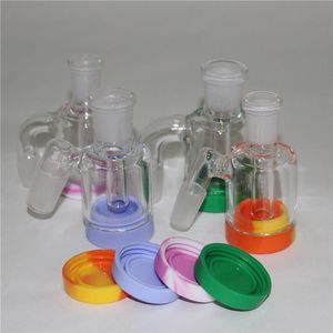 Roken waterpijp 3.5 Inch Ash Catcher met 14mm 18mm 7ML Siliconen Container Reclaimer Dikke Pyrex Ashcatcher voor glazen Water Bongs