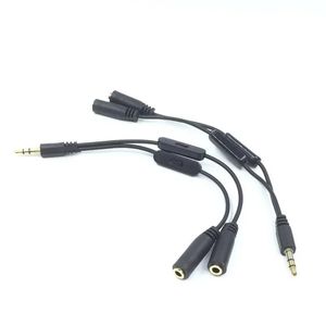 NOUVEAU SPIRTURE 3.5 Jack mâle à 2 femmes Jack Jack 3.5 mm Câble audio stéréo Adaptateur Splitter Contrôle de volume Téléphone Téléphone AUX Cable For Stéréo Adaptateur de casque stéréo