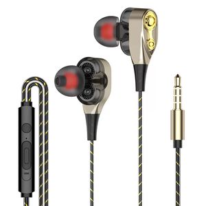 NUEVOS auriculares Jack de 3,5 MM, auriculares con doble bobina móvil, auriculares con cable estéreo de hierro y bajos con micrófono
