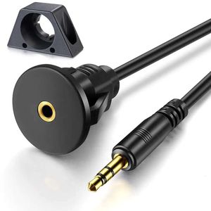 Nuevo Cable de montaje empotrado para Panel de salpicadero de coche macho a hembra de 3,5mm, conector de Audio auxiliar, Cable de extensión impermeable para coche, barco y motocicleta