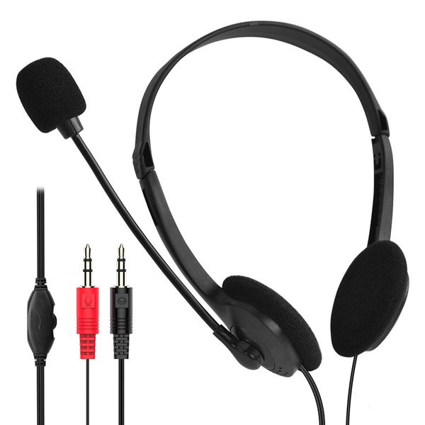 Nuevos auriculares con enchufe de 3,5 mm con micrófono Teléfono Auriculares Control de línea Auriculares comerciales con cable Volumen ajustable para teléfonos y PC