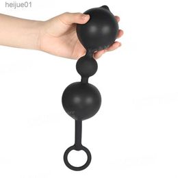 Nieuwe 3 Kralen Opgeblazen Anale Dildo Pomp Bdsm Expander Grote Butt Plug Prostaat Massager Anus Dilatator Adult Sex Toys voor Mannen Wo