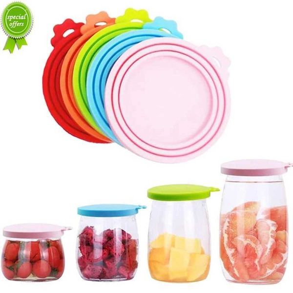 Nouveau 3 en 1 réutilisable pour animaux de compagnie peut couverture en Silicone stockage des aliments garder frais couvercle en étain couvercle joint couverture fournitures pour animaux de compagnie pour 8.9 cm/7.3 cm/6.5 cm