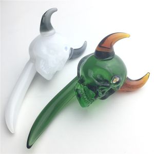 3 pouces Mini Dabber Outil Crâne Tauromachie Verre Dabble Wax dab outil avec Vert Blanc Coloré Épais Pyrex Verre Dabber Outils pour Fumer