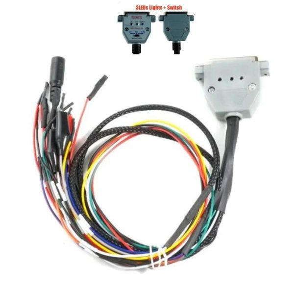 Nuevo Cable de banco de arranque con 3 luces LED DB25 ECU Cable Pinout para PRO J2534 VCI lectura y escritura ECU BATT VCC KLINE CAN-L CAN-H